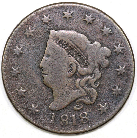 1818 1c N-2 Coronet or Matron Head Large Cent *Intermediate Die State*
