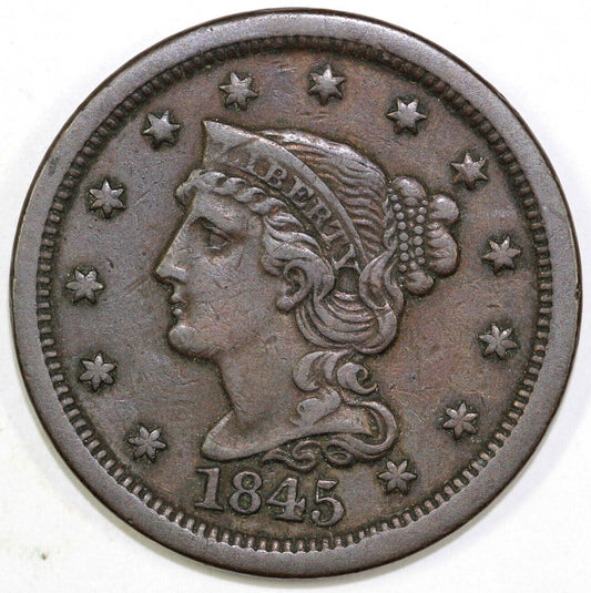 1845 1c N-4 Braided Hair Large Cent