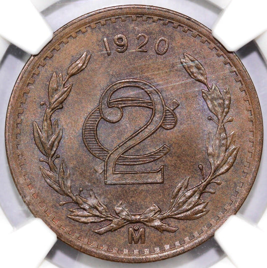 1920 2c Mexico Two Centavos MS 66