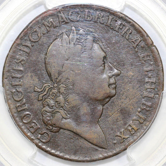 1723 2p Rosa Americana 2 Pence Colonial Coin PCGS VF Details Tooled