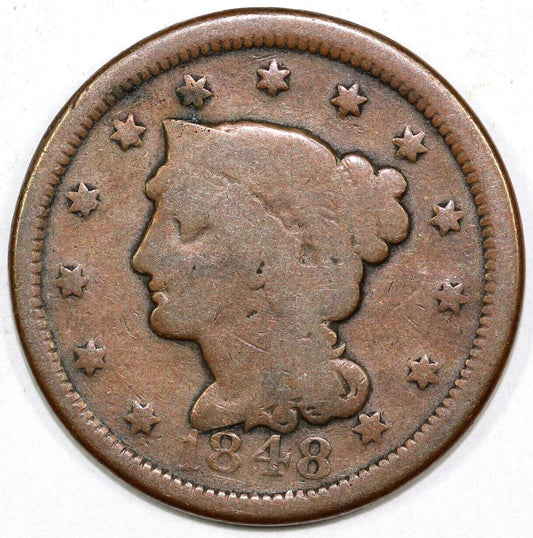 1848 1c N-42 Braided Hair Large Cent