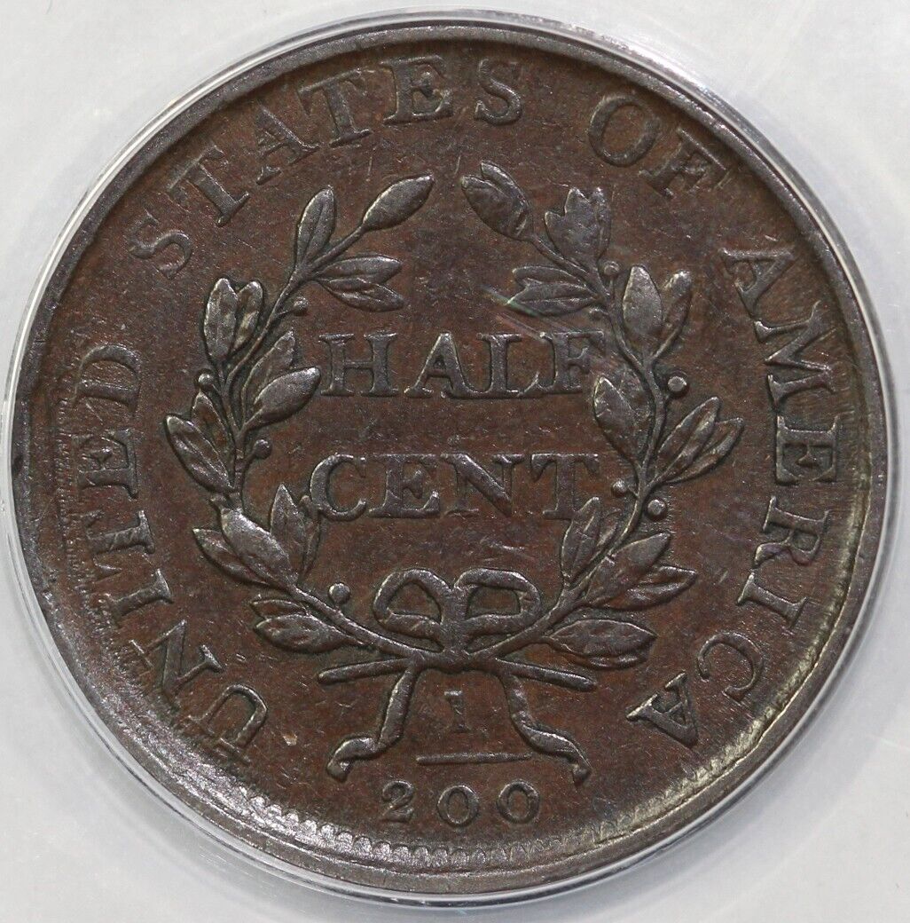 1807 1/2c Draped Bust Half Cent ANACS VF 35