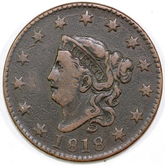 1818 1c N-8 Coronet or Matron Head Large Cent