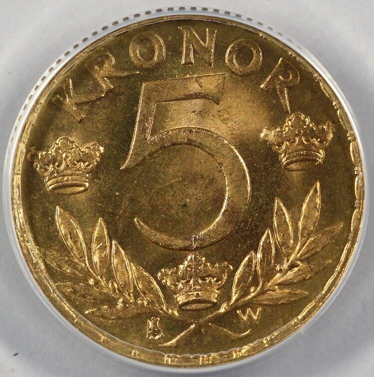 1920-W 5k Sweden 5 Kronor ANACS MS 64