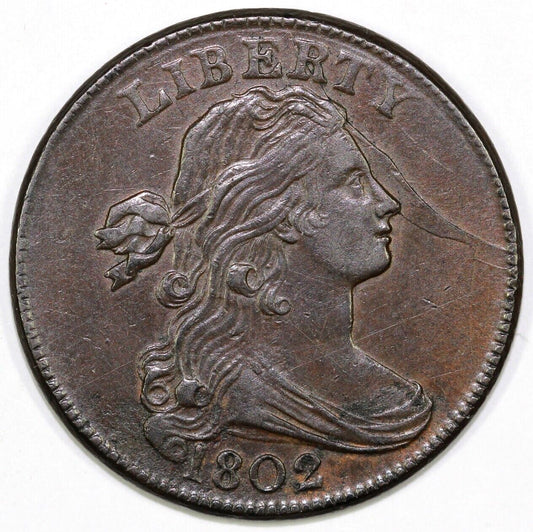1802 1c S-239 Draped Bust Large Cent *Scratches on Reverse*