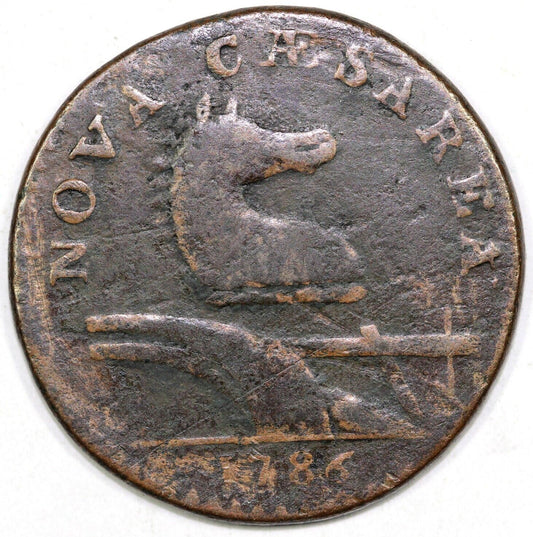 1786 Maris 15-T Leaning Head New Jersey Colonial Copper Coin