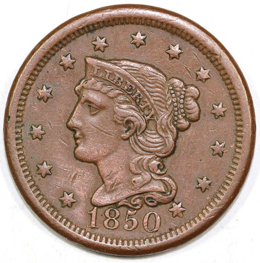 1850 1c N-22 Braided Hair Large Cent