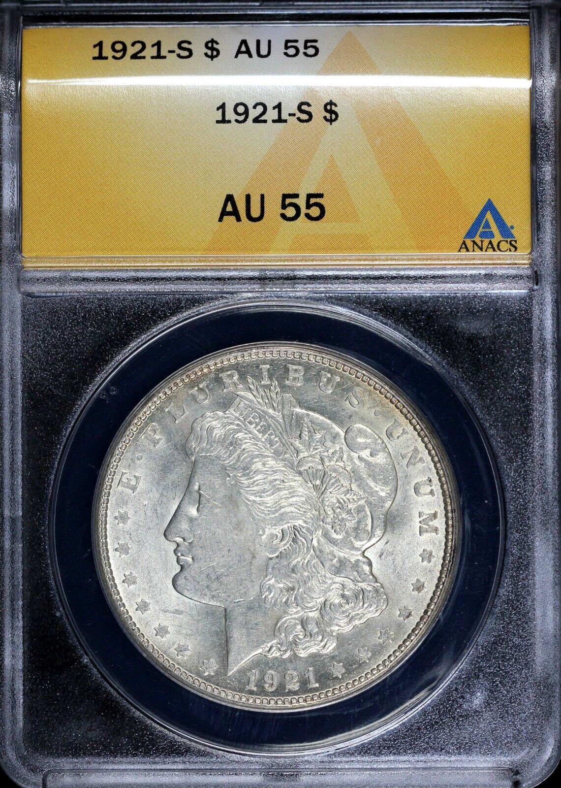 1921-S $1 Morgan Dollar ANACS AU 55