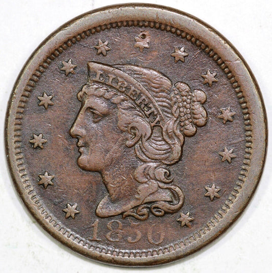 1850 1c N-24 Braided Hair Large Cent