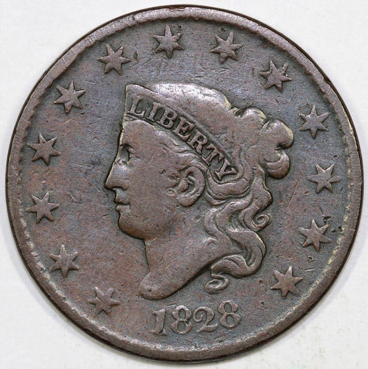 1828 1c N-12 Coronet or Matron Head Large Cent