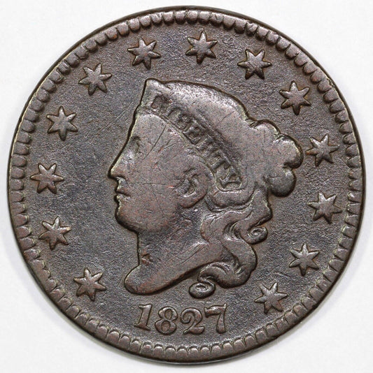 1827 1c N-6 Matron Head Large Cent