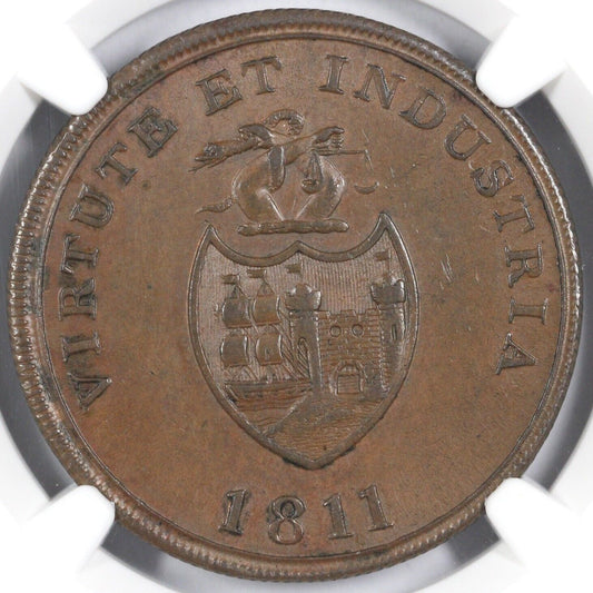 1811 1c Great Britain W-441 Bristol Brass and Copper Co Penny NGC MS 62