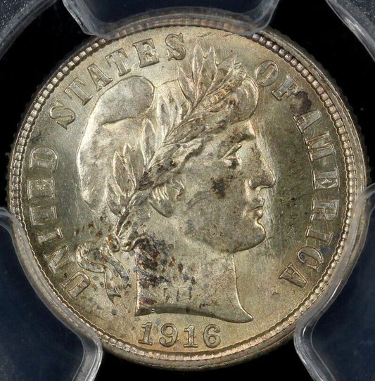 1916 10c Barber Dime PCGS MS 63+