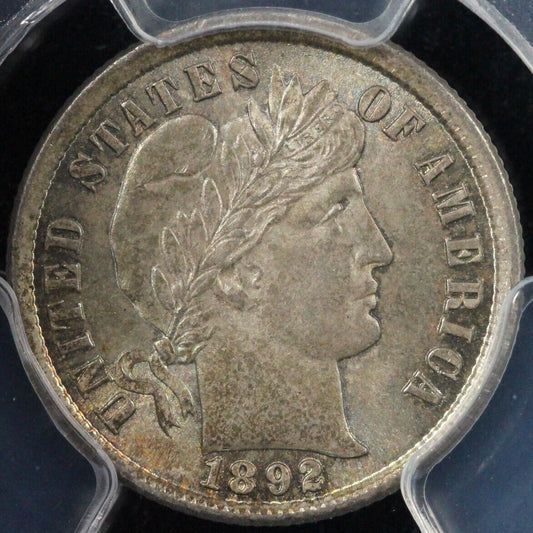 1892 10c Barber Dime PCGS MS 65