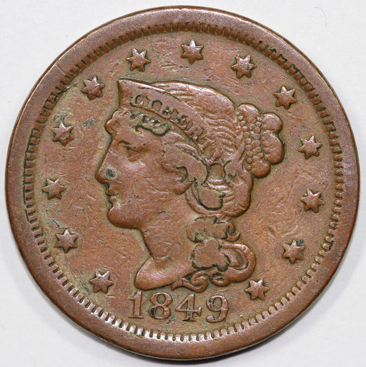 1849 1c N-27 Braided Hair Large Cent