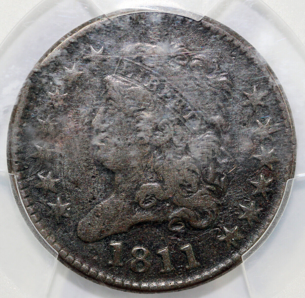 1811 1/2c C-2 Classic Head Half Cent PCGS VF DETAIL DAMAGE