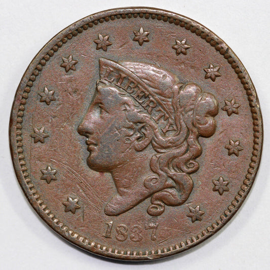 1837 1c N-15 Coronet or Matron Head Large Cent