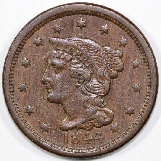 1844 1c Braided Hair Large Cent