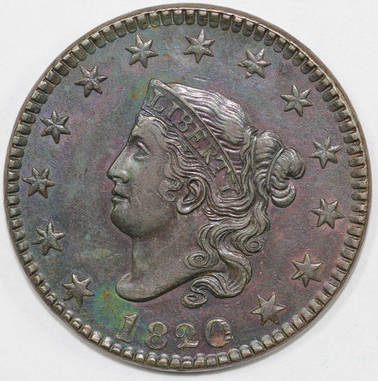 1820/19 1c N-1 Coronet or Matron Head Large Cent W/ Provenance Tag