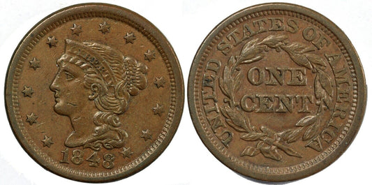 1848 1c Braided Hair Large Cent
