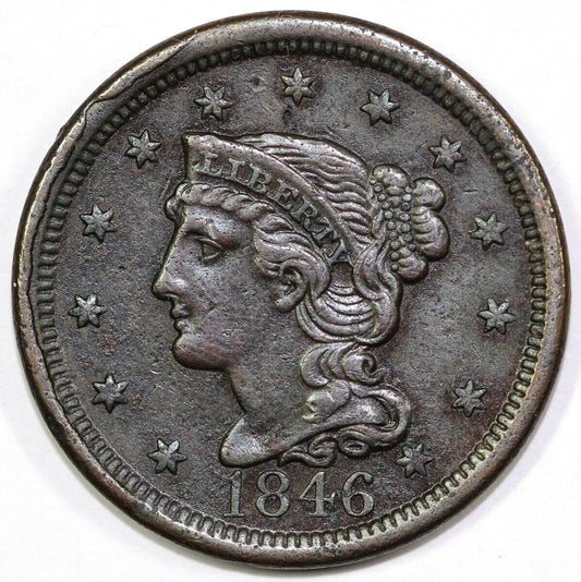 1846 1c N-12 Braided Hair Large Cent