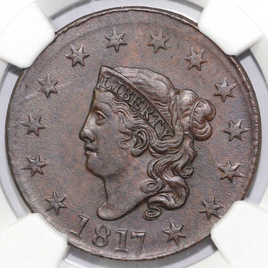 1817 1c Matron Head Large Cent NGC AU 58 BN