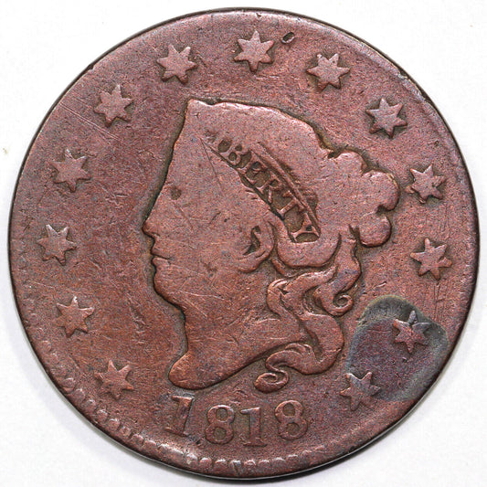 1818 1c N-2 Coronet or Matron Head Large Cent