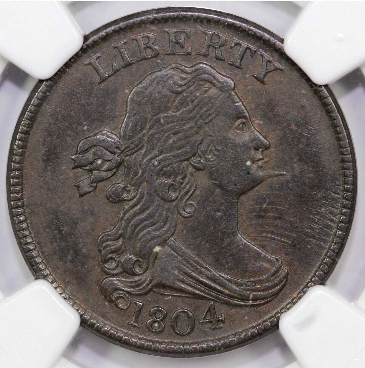 1804 1/2c C-6 Spiked ChinvDraped Bust Half Cent NGC AU 58 BN