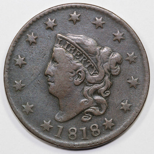 1818 1c Coronet or Matron Head Large Cent