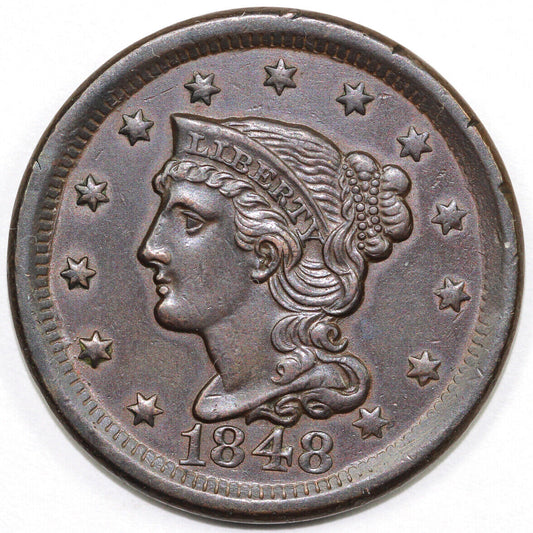1848 1c N-24 Braided Hair Large Cent