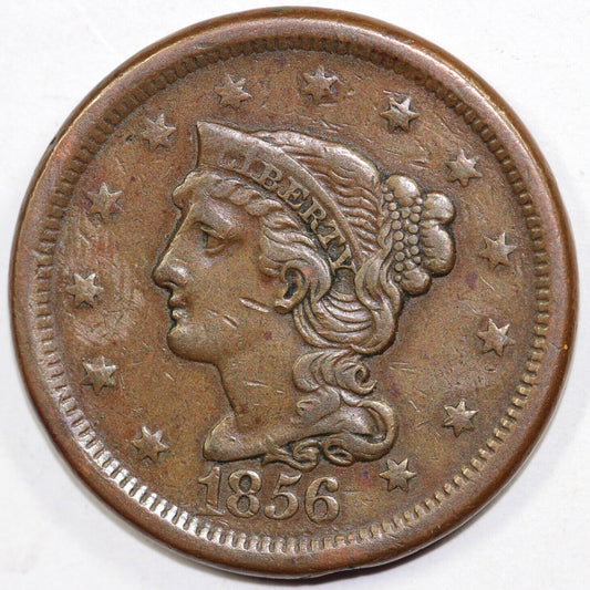 1856 1c Braided Hair Large Cent