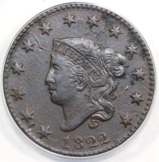 1822 1c Matron Head Large Cent ANACS EF 40 DETAILS CORRODED