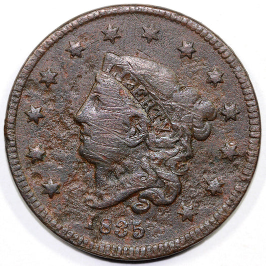 1835 1c N-10 Matron Head Large Cent