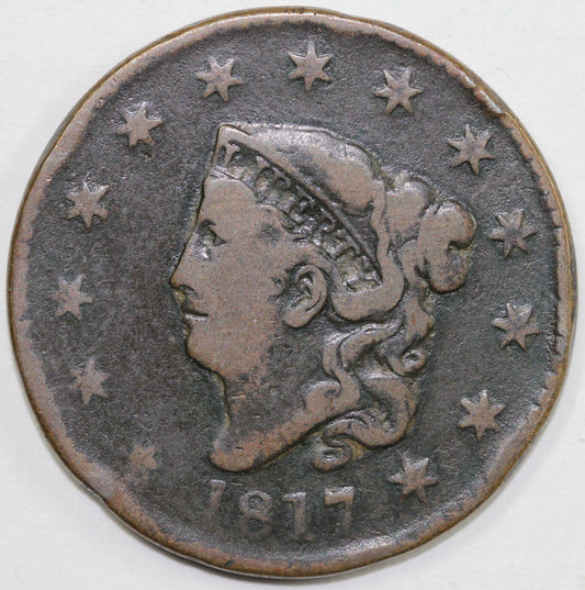 1817 1c N-17 Coronet or Matron Head Large Cent *Terminal Die State*