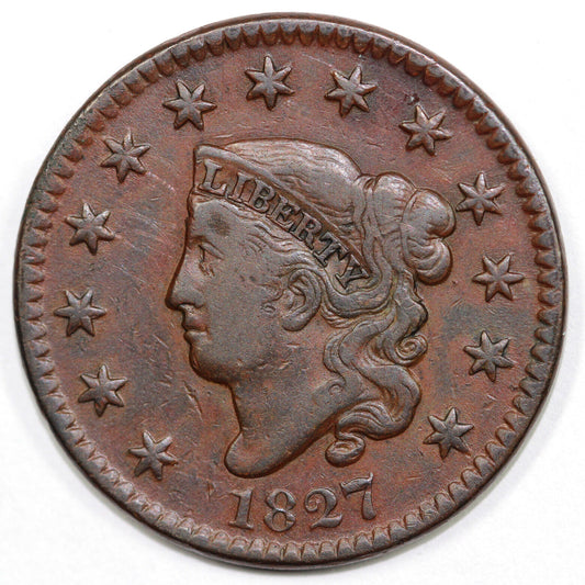 1827 1c Coronet or Matron Head Large Cent