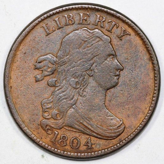 1804 1/2c C-11 Plain 4 w/Stems Draped Bust Half Cent