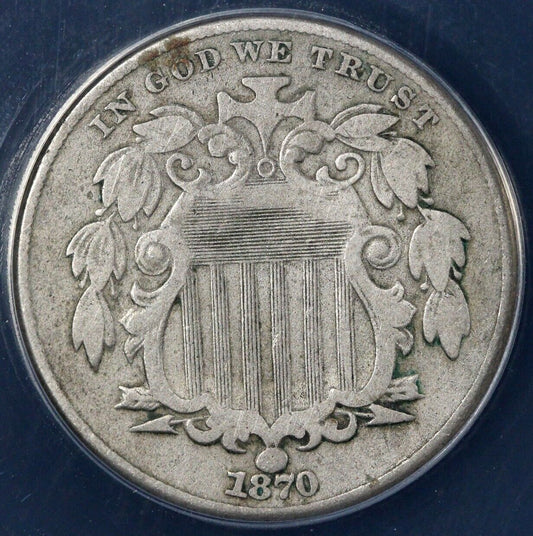 1870 5c Shield Nickel ANACS VF 30