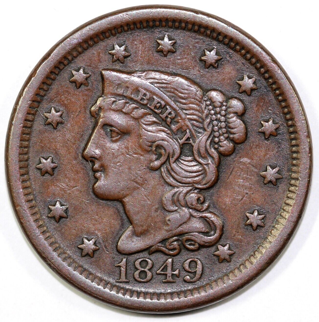 1849 1c N-20 Braided Hair Large Cent