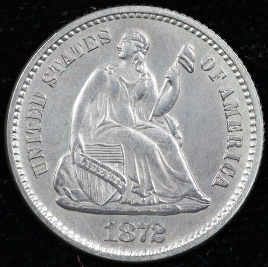 1872 H10c Seated Liberty Half Dime *Cleaned-Prooflike*