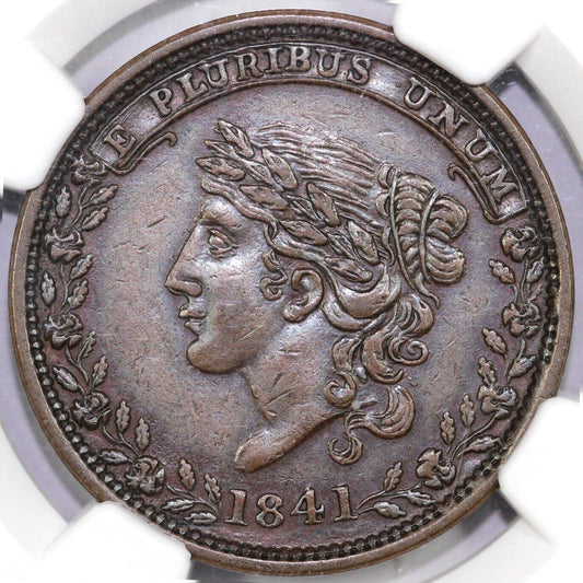 1841 HT-68 May Tenth Hard Times Token NGC AU Details Scratched