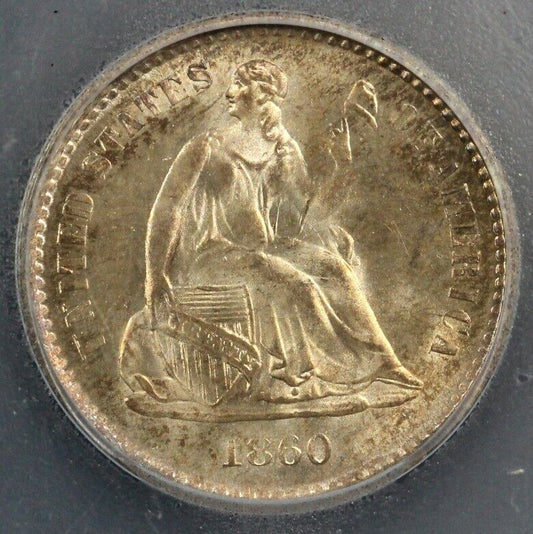 1860-O H10c Seated Liberty Half Dime ICG MS 65