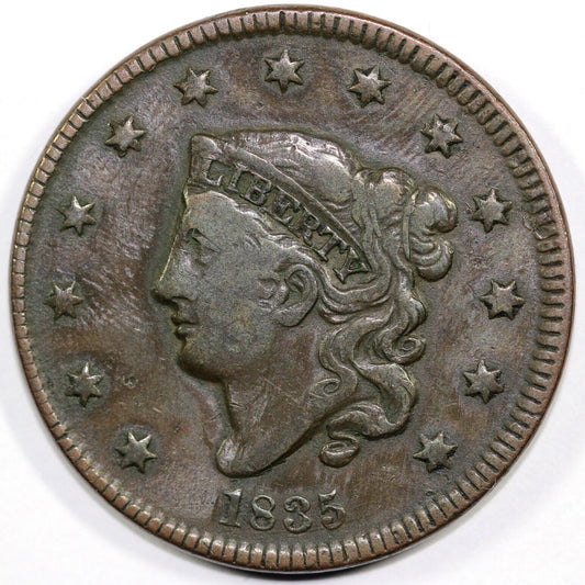 1835 1c Matron Head Large Cent