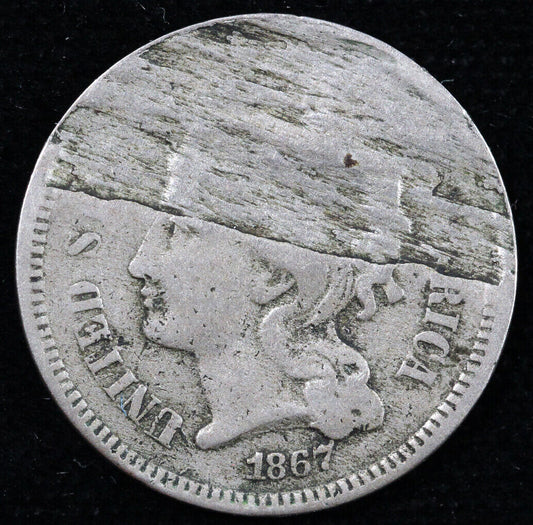 1867 3cn Three Cent Nickel *Laminated Planchet*