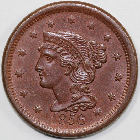 1856 1c N-14 Italic 56 Braided Hair Large Cent