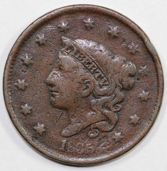 1835 1c N-19 Coronet or Matron Head Large Cent