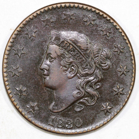 1830 1c N-7 Coronet or Matron Head Large Cent