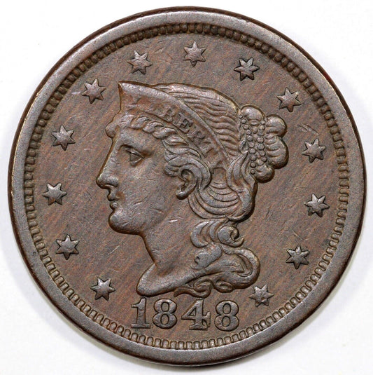 1848 1c N-17 Braided Hair Large Cent