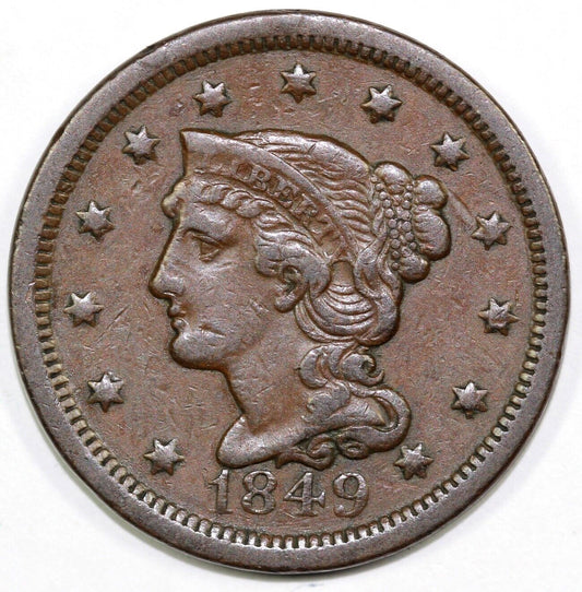 1849 1c N-9 Braided Hair Large Cent