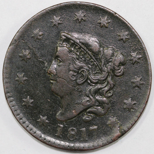 1817 1c N-7 Coronet or Matron Head Large Cent W/ Tag