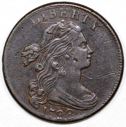 1798 1c S-166 2nd Hairstyle Large 8 Draped Bust Large Cent *LDS*